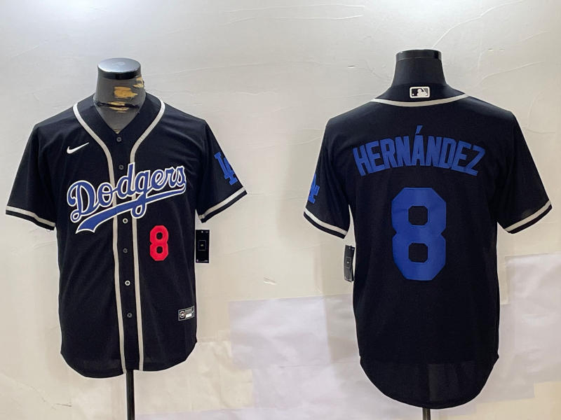 Men's Los Angeles Dodgers Enrique Hernandez #8 Black Jersey